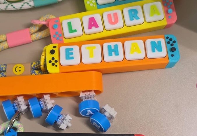 A selection of colourful personalised name bars